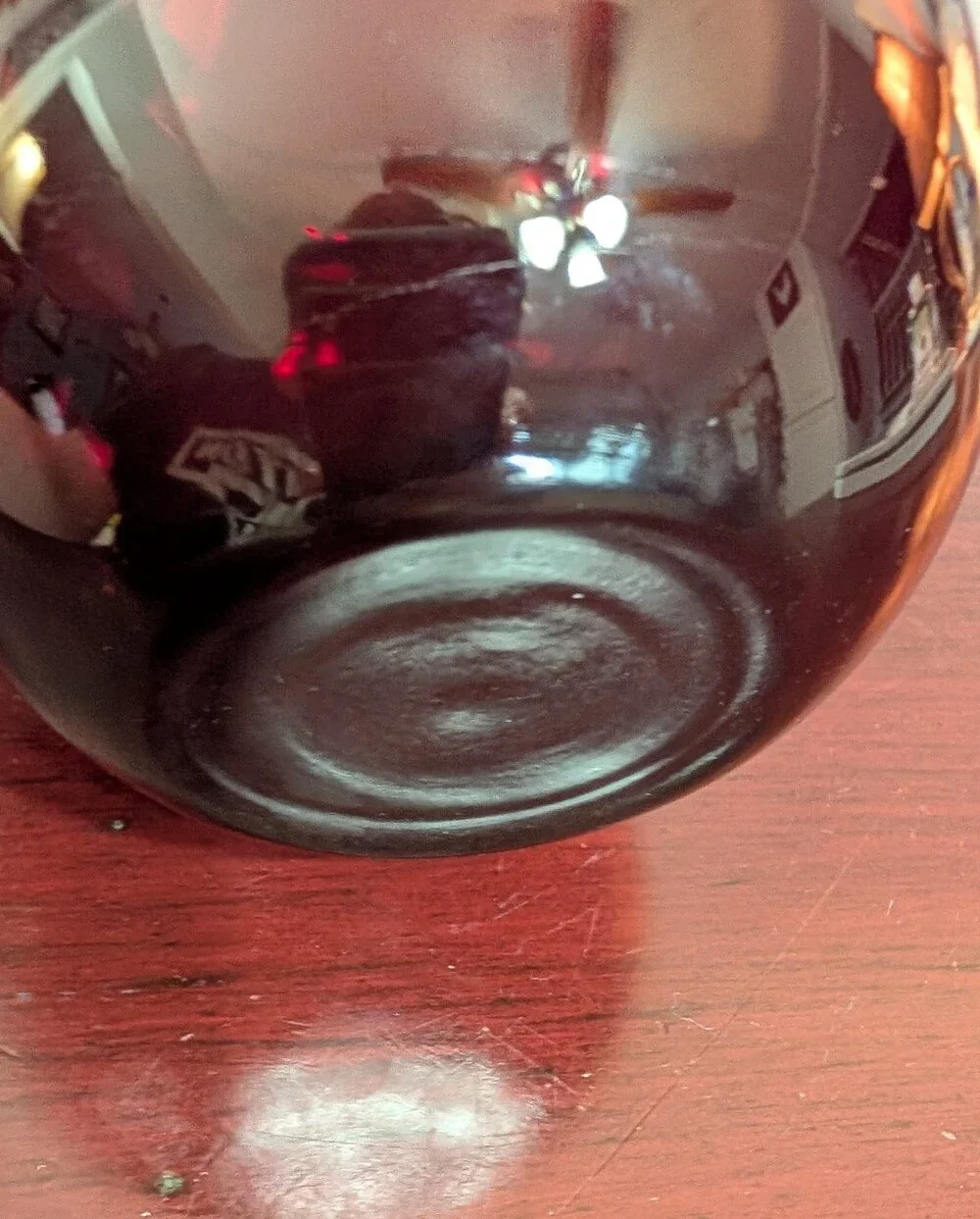 Vintage Mid Century MCM Royal Ruby Red Glass Ball Vase Anchor Hocking Sticker